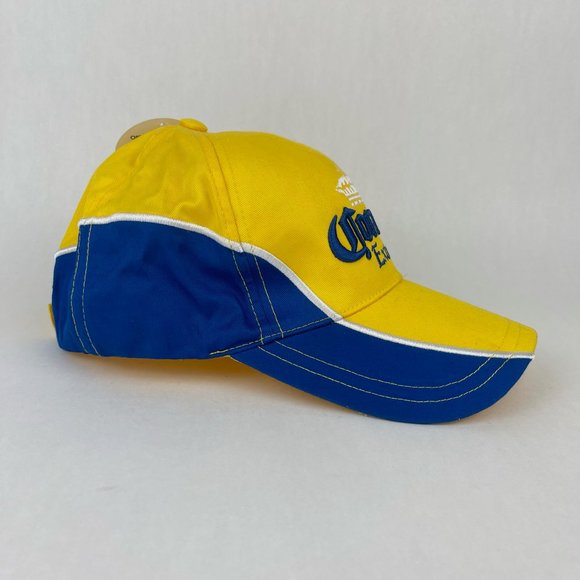 NWT Corona Extra Yellow Blue Hook and Loop Adjustable Hat Cap - Picture 2 of 12